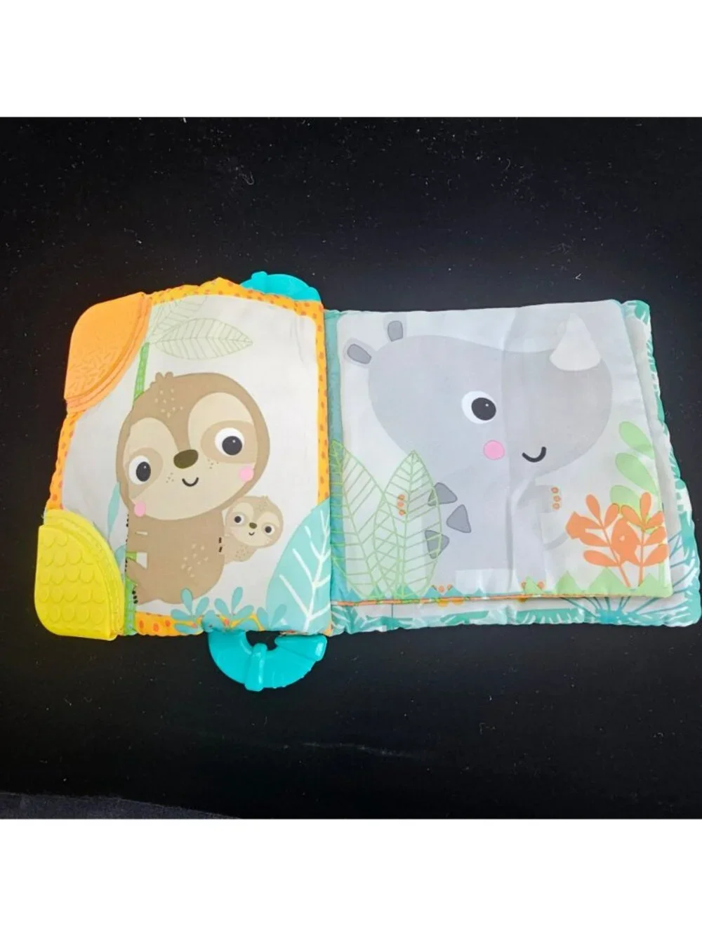 Bright Starts Baby Activity Soft Book With Teether Handle - Jungle Animals Theme